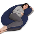 Mommy Premium Full Body C Shaped Maternity/Pregnancy Pillow for Pregnant Women with Pillow Zippered Cover (Navy Blue)