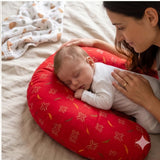 Pexmoon 2-in-1 Portable Baby Breastfeeding Pillow for Newborns (Printed-Red)