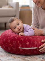 Pexmoon 2-in-1 Portable Baby Breastfeeding Pillow for Newborns (Printed-Maroon)
