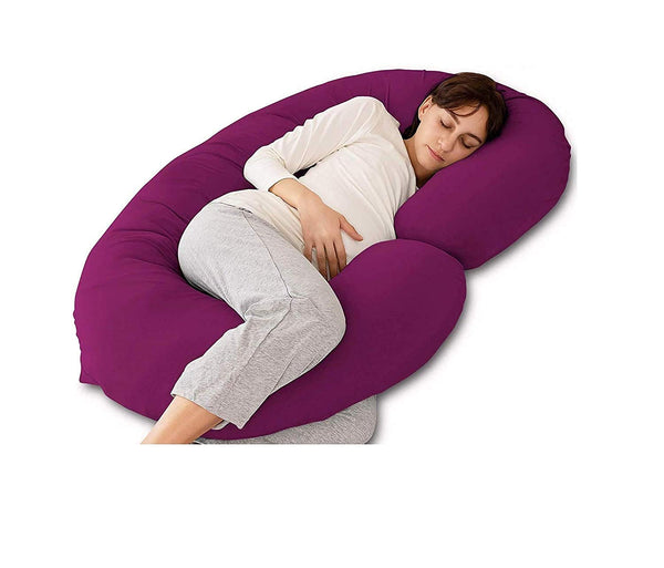 Mommy Premium Full Body C Shaped Maternity/Pregnancy Pillow for Pregnant Women Made of 100% Cotton with Pillow Zippered Cover (Wine)