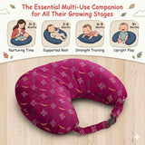 Pexmoon 2-in-1 Portable Baby Breastfeeding Pillow for Newborns (Printed-Wine)