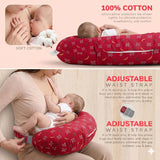 Pexmoon 2-in-1 Portable Baby Breastfeeding Pillow for Newborns (Printed-Maroon)