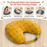 Pexmoon 2-in-1 Portable Baby Breastfeeding Pillow for Newborns (Printed-Yellow)